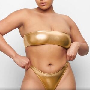 SKIMS Metallic Gold High-Cut Bikini Set
